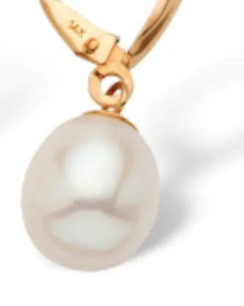 Cultured Freshwater Pearl Teardrop Earrings in 14k Yellow Gold | White