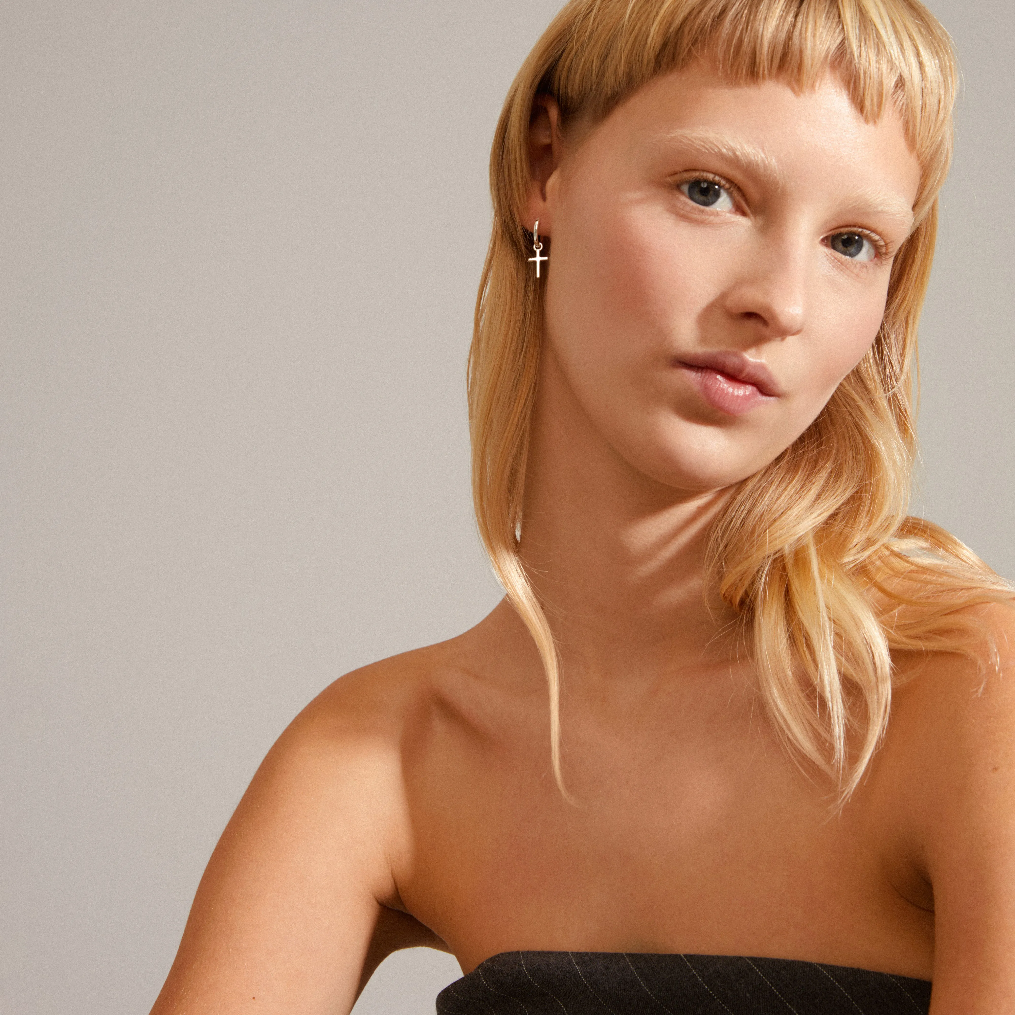 DAISY cross hoops silver-plated