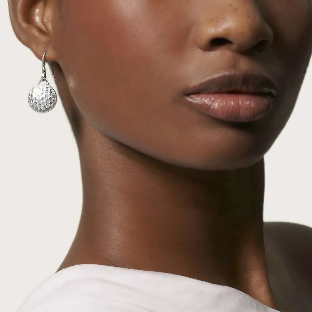 Dot Hammered Sterling Silver Round Drop Earrings by John Hardy