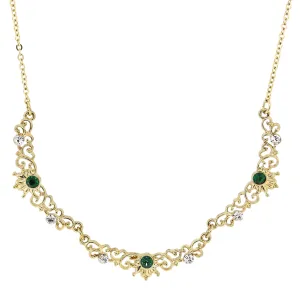 Downton Abbey Vintage Inspired Necklace-Beautiful Belle Epoque Emerald Drop Necklace-17510