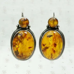 Dramatic Amber Earrings in Silver