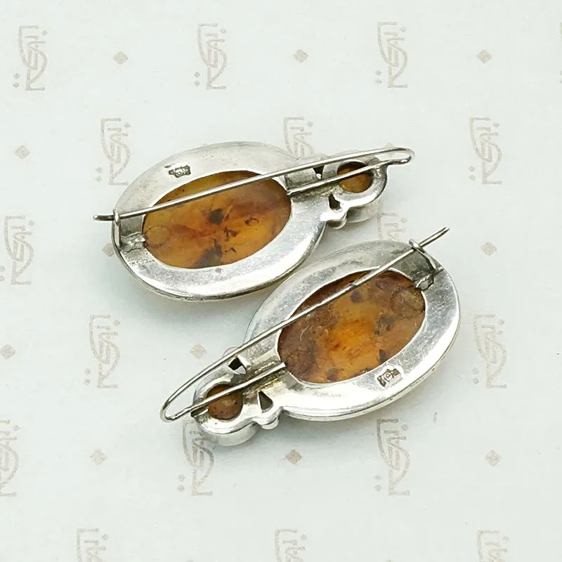 Dramatic Amber Earrings in Silver