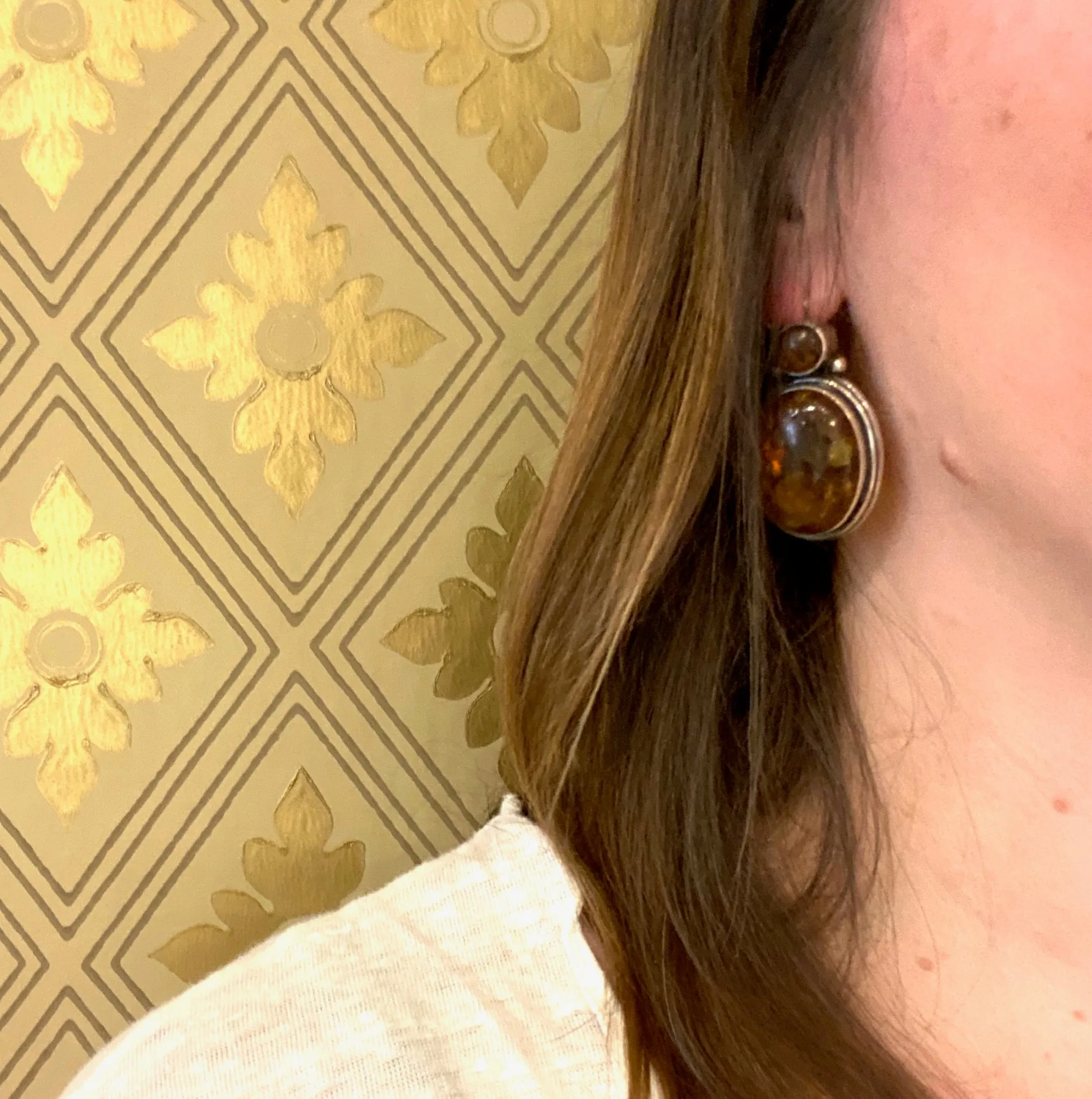Dramatic Amber Earrings in Silver