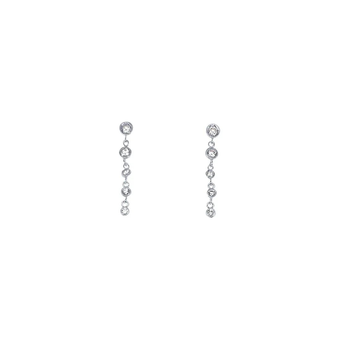 Drop Stud Earrings with Cubic Zirconia in Sterling Silver