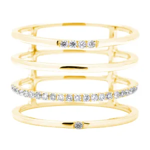 DSL Yellow Gold Diamond Bar Ring