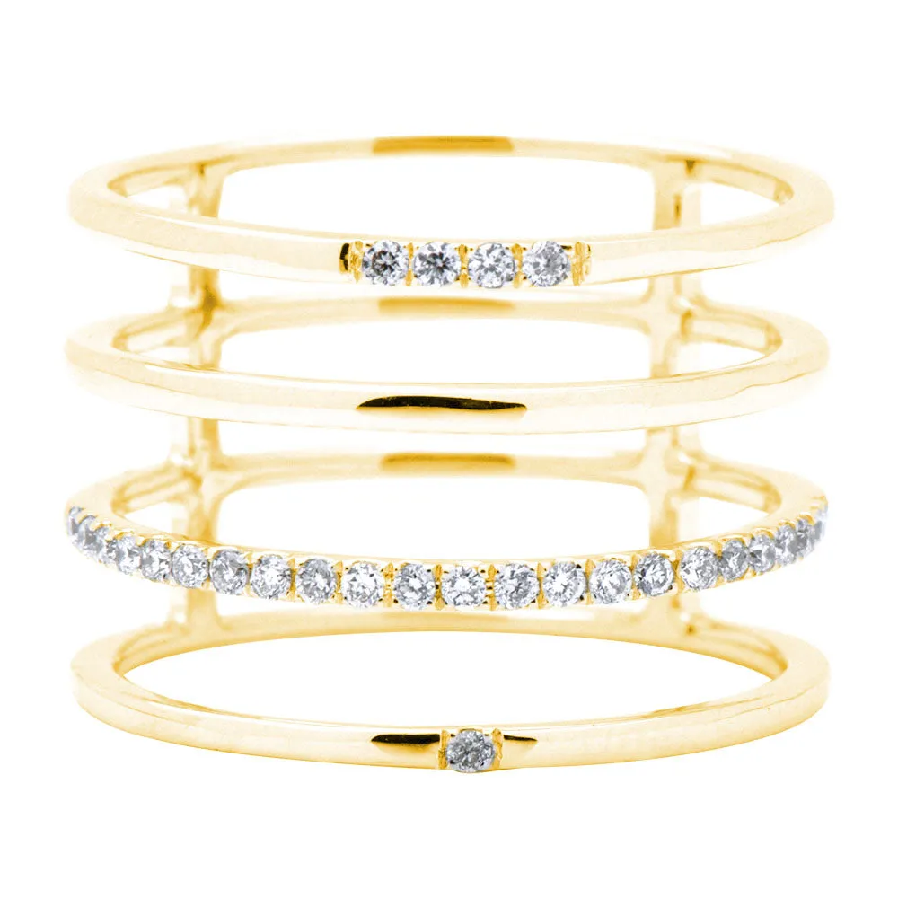 DSL Yellow Gold Diamond Bar Ring