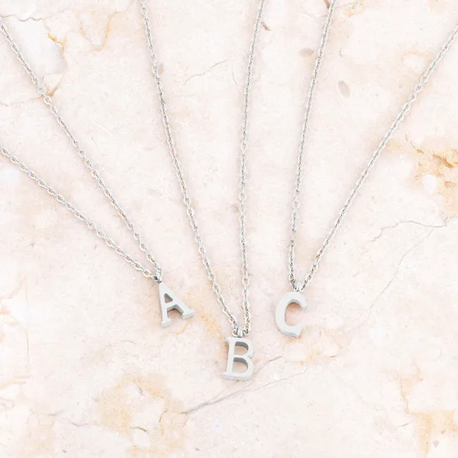 Elaina Rhodium Stainless Steel X Initial Necklace