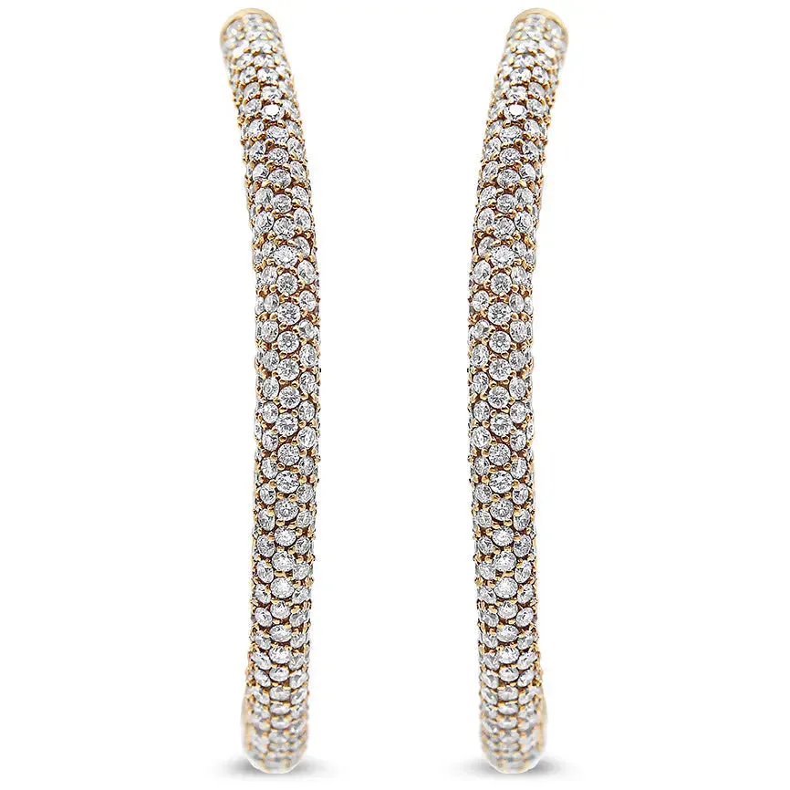 Elegant 18K Rose Gold Diamond Eternity Hoop Earrings with 6.90 Cttw Dazzle