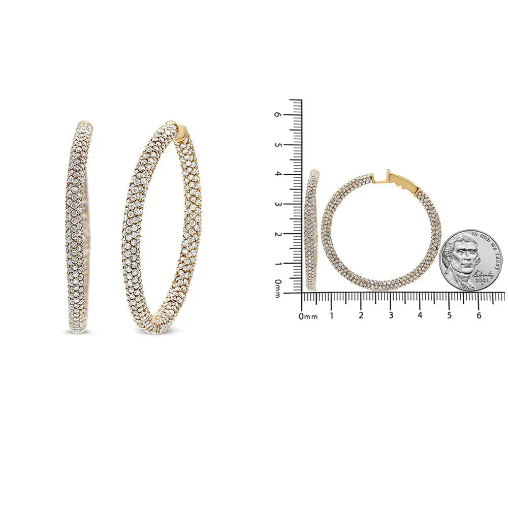 Elegant 18K Rose Gold Diamond Eternity Hoop Earrings with 6.90 Cttw Dazzle