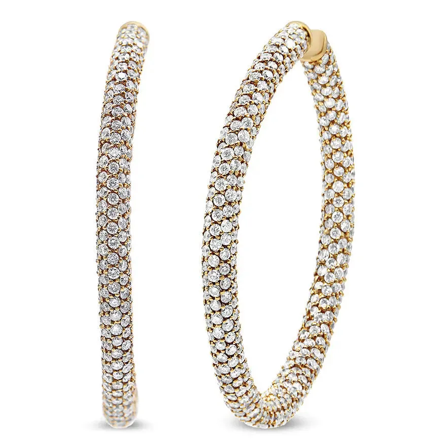 Elegant 18K Rose Gold Diamond Eternity Hoop Earrings with 6.90 Cttw Dazzle