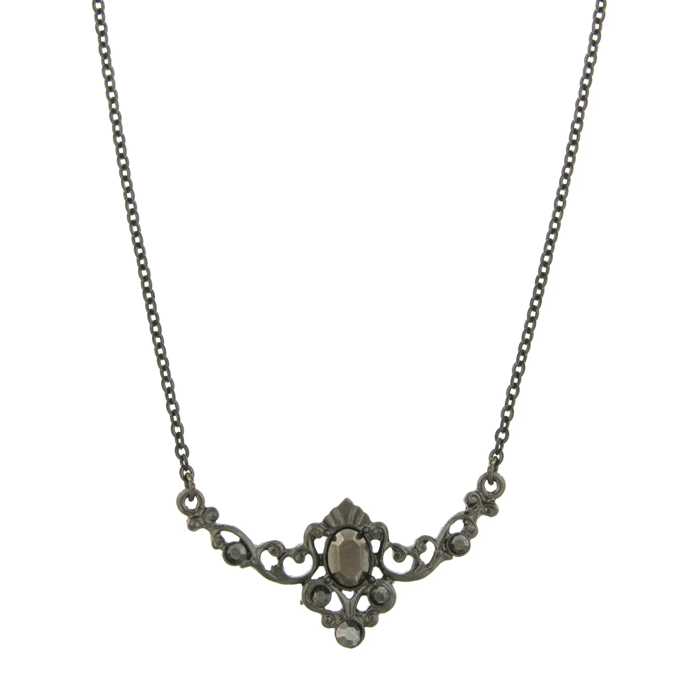 Elegant Black Toned Belle Epoch Hematite Necklace from Downton Abbey Collection -17580
