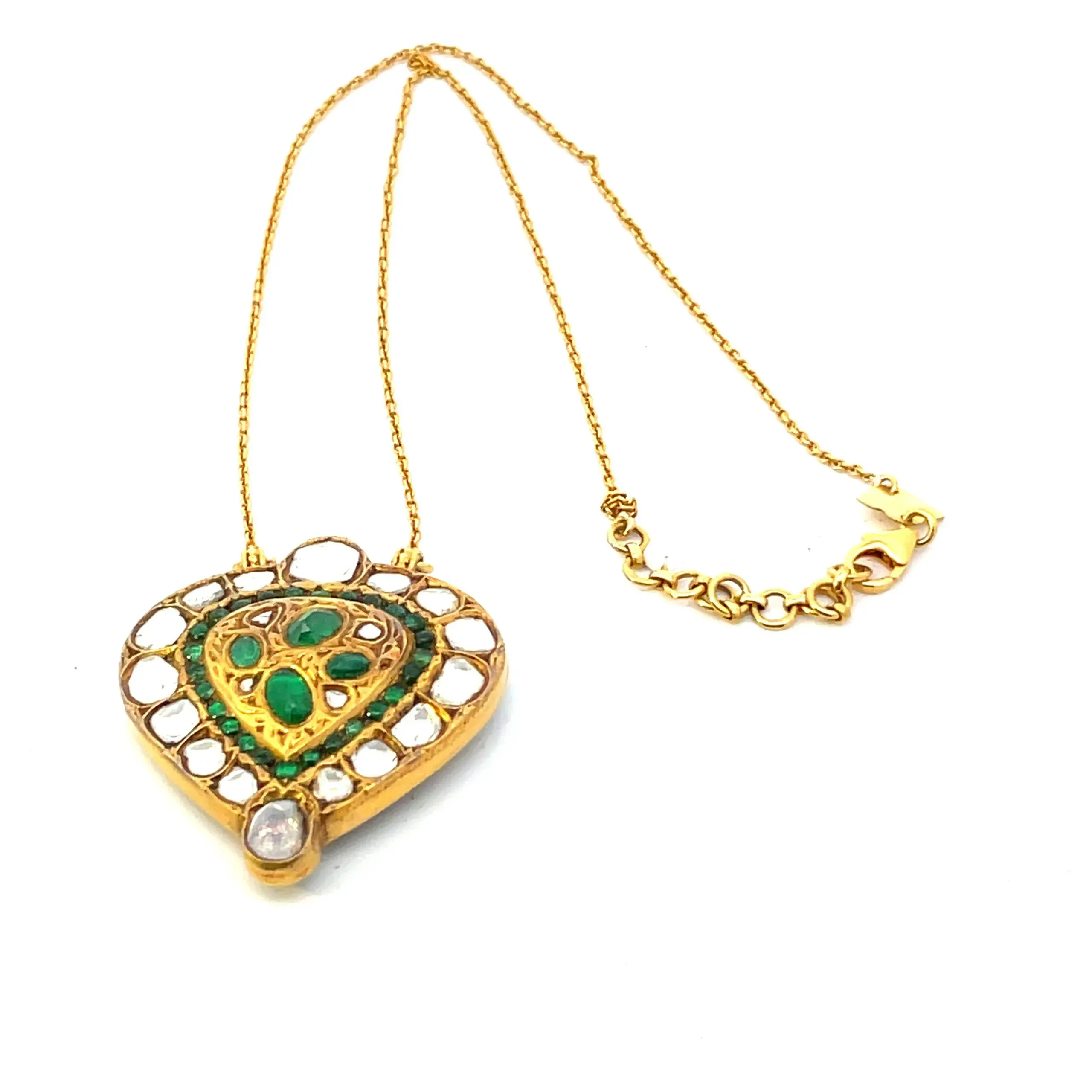 Estate Moghul-Style Diamond and Emerald Necklace