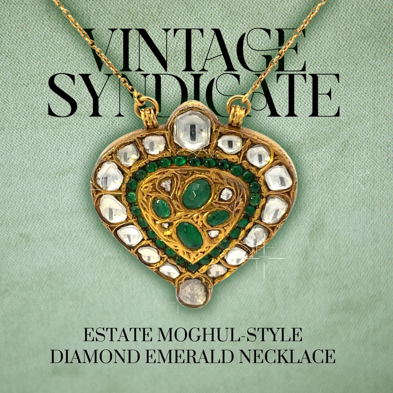 Estate Moghul-Style Diamond and Emerald Necklace
