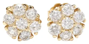 Exquisite 1.15 Carat Natural Diamond 14K Solid Yellow Gold Earrings