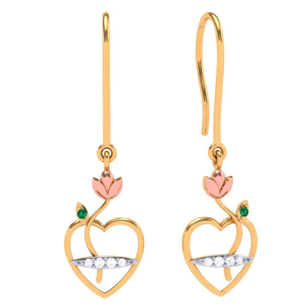 Exquisite 14k Hear Gold Earrings