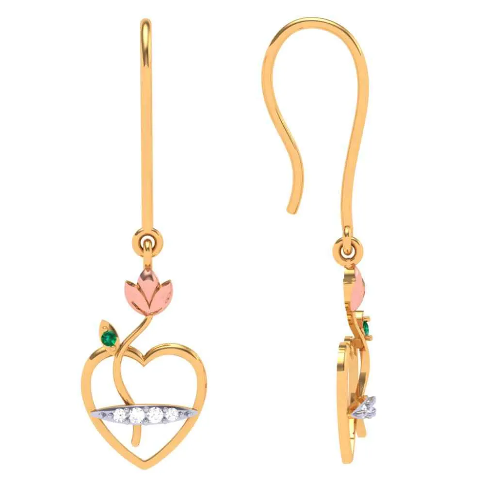 Exquisite 14k Hear Gold Earrings