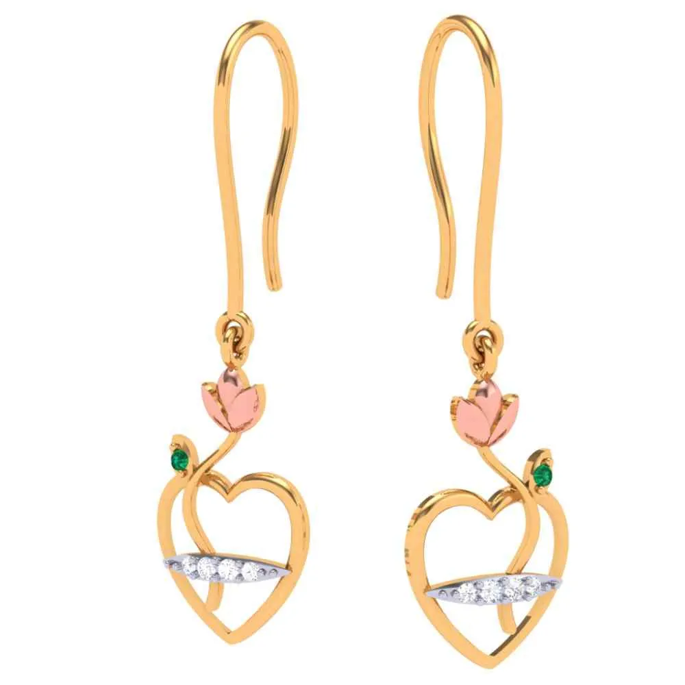 Exquisite 14k Hear Gold Earrings