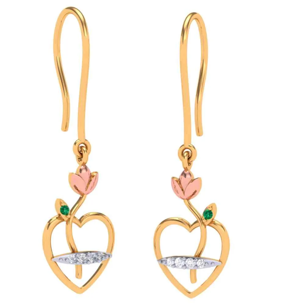 Exquisite 14k Hear Gold Earrings