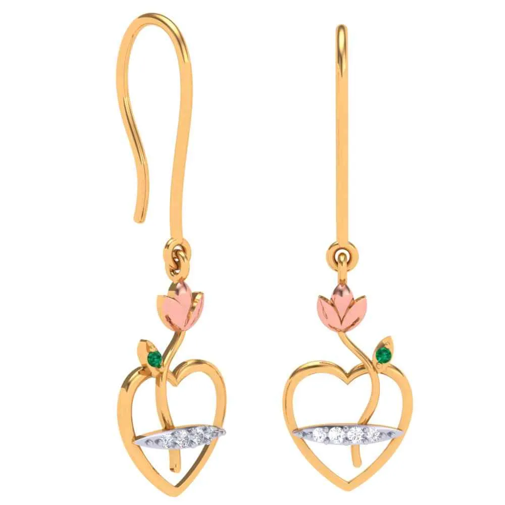Exquisite 14k Hear Gold Earrings