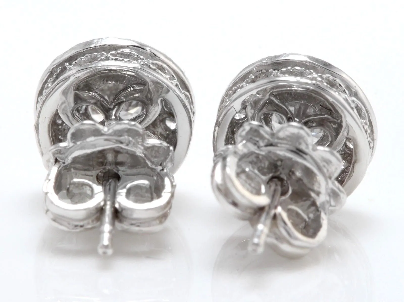 Exquisite .94 Carats Natural Diamond 14K Solid White Gold Stud Earrings