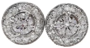 Exquisite .94 Carats Natural Diamond 14K Solid White Gold Stud Earrings