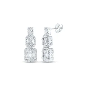 Exquisite Brilliance: 14kt White Gold Baguette Diamond Dangle Earrings