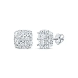 Exquisite Brilliance: 14kt White Gold Princess Diamond Square Earrings