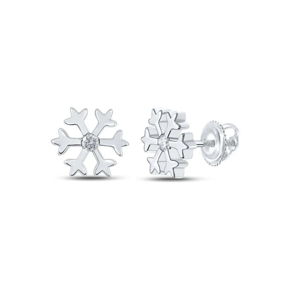 Exquisite Diamond Snowflake Earrings in 10kt White Gold