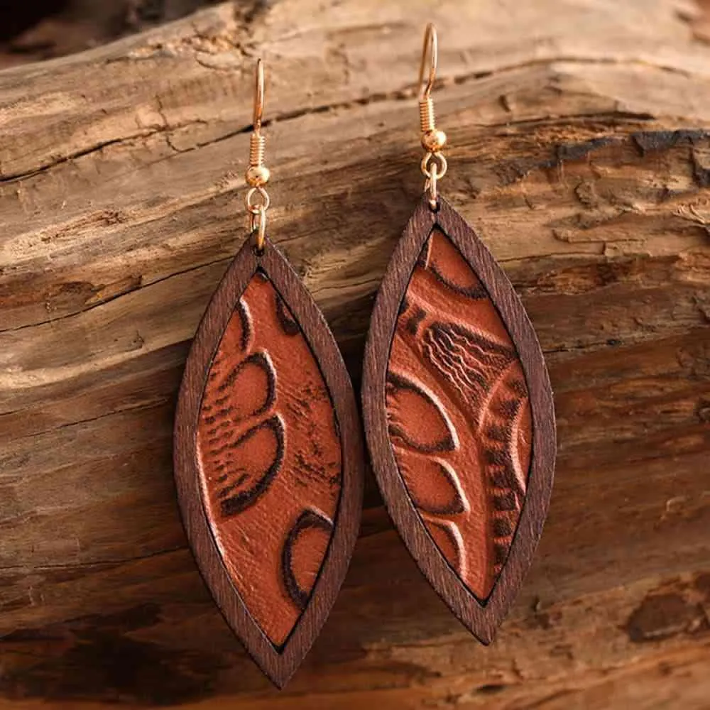 Exquisite Geometrical Shape Wooden Dangle Earrings