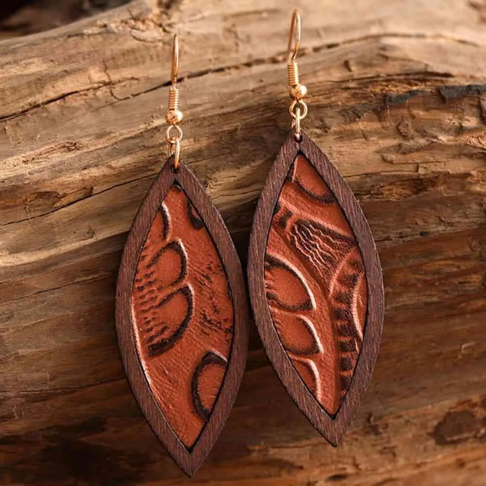 Exquisite Geometrical Shape Wooden Dangle Earrings