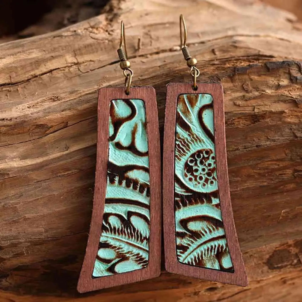Exquisite Geometrical Shape Wooden Dangle Earrings