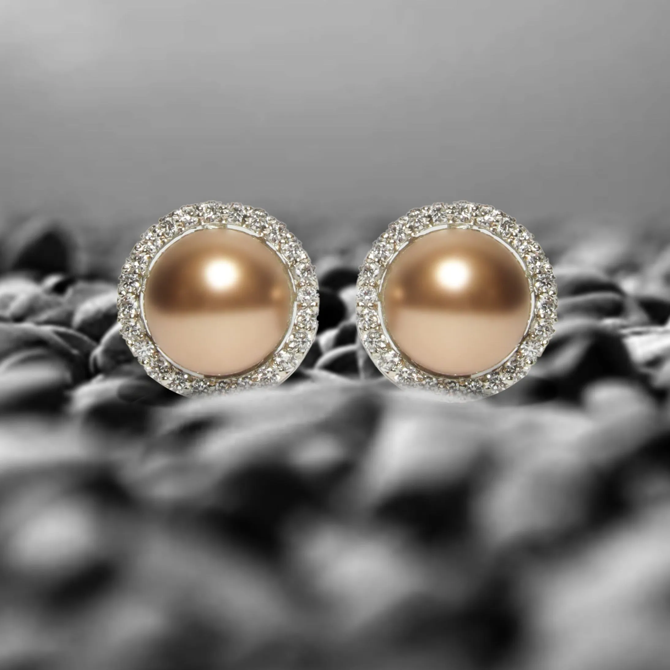 Exquisite OLLUU Silver Brown Pearl Diamond Earrings | Sterling Silver Jewelry