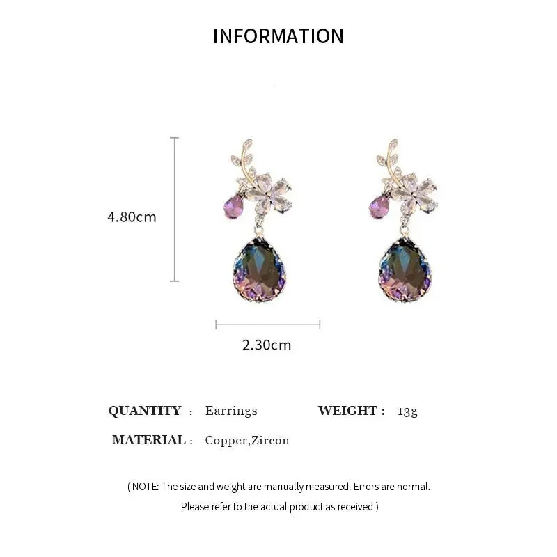 Exquisite Purple Zircon Earrings Rhinestone Women's Earrings