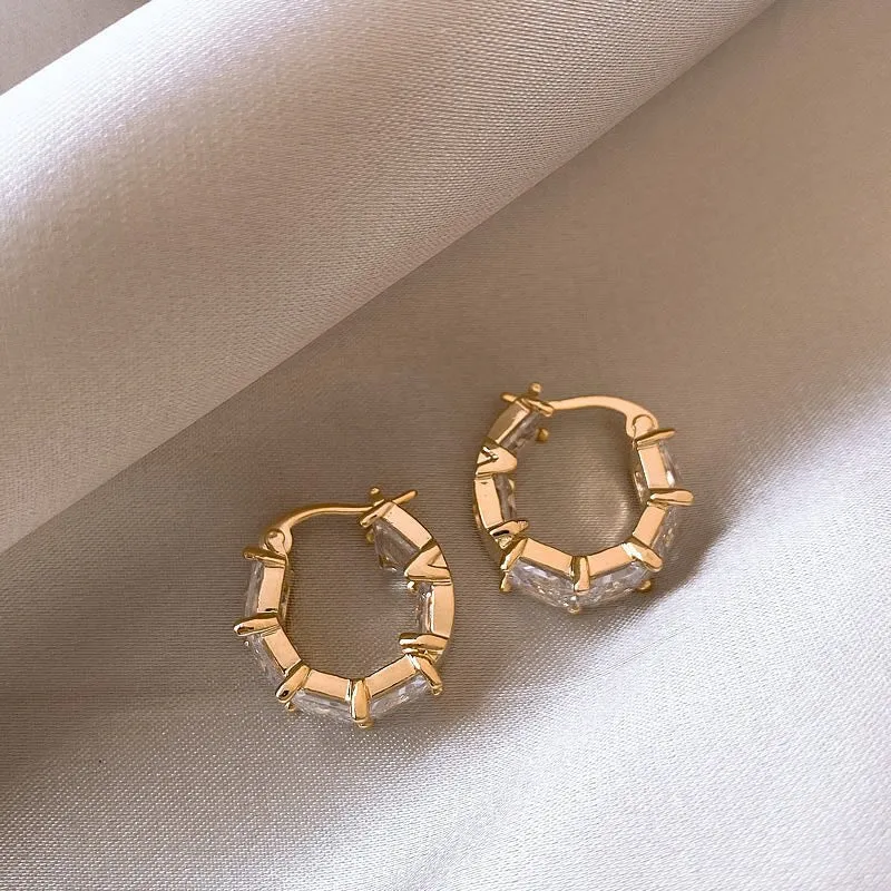 Exquisite Rhinestone Mini Hoop Earrings