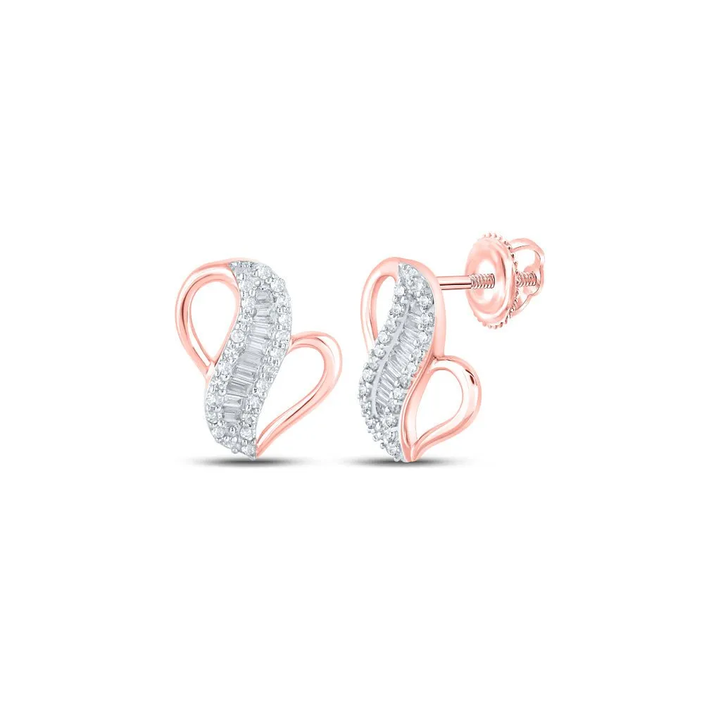 Exquisite Rose Gold Baguette Diamond Earrings - A Mesmerizing Display of Brilliance