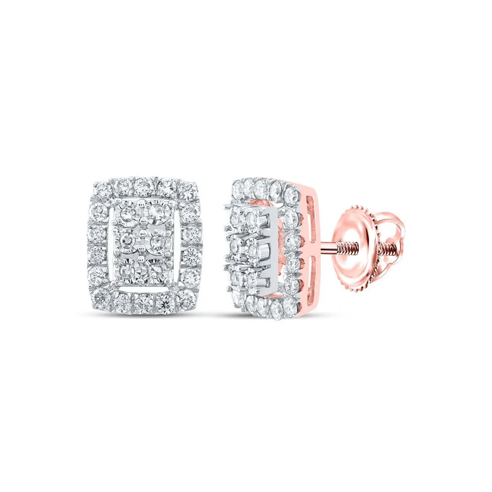 Exquisite Rose Gold Diamond Cluster Earrings: Captivating Brilliance and Timeless Elegance