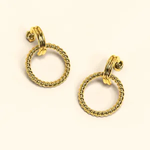 Exquisite Round Gold Drop Earrings