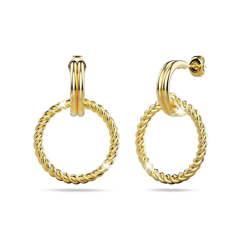 Exquisite Round Gold Drop Earrings
