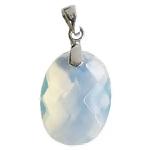 Faceted Oval Pendant - Opalite