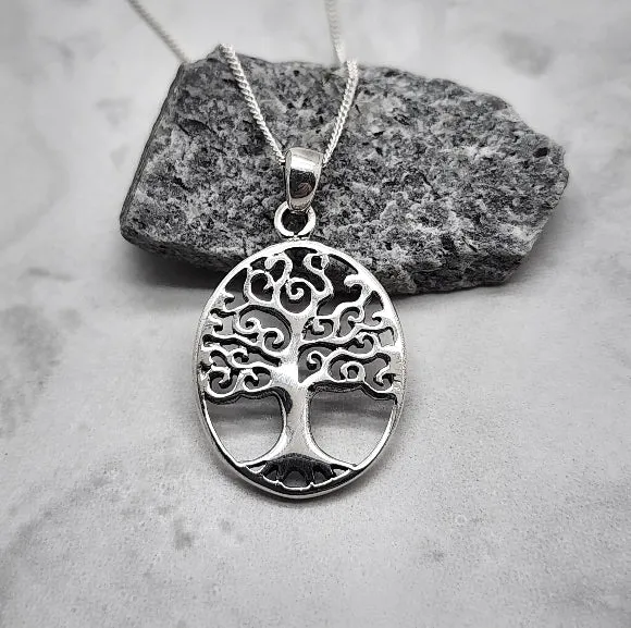 Fanciful Tree of Life Necklace - Sterling Silver