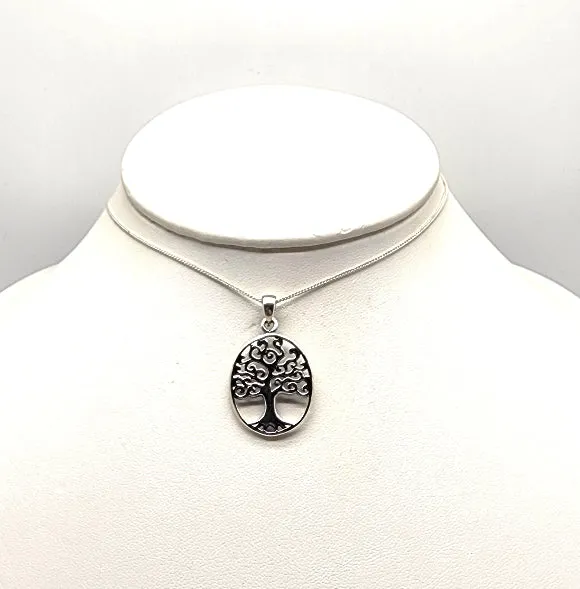 Fanciful Tree of Life Necklace - Sterling Silver
