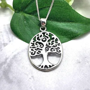 Fanciful Tree of Life Necklace - Sterling Silver
