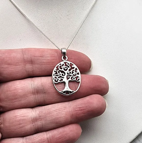 Fanciful Tree of Life Necklace - Sterling Silver