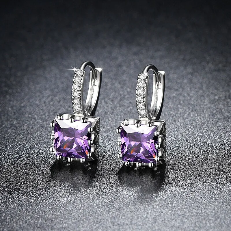 Fashion Earrings Exquisite Square CZ Pendant Earrings
