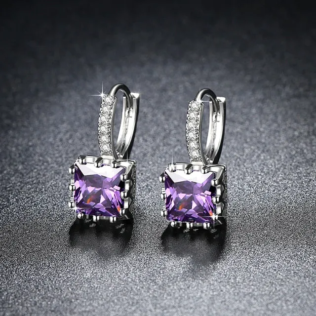 Fashion Earrings Exquisite Square CZ Pendant Earrings