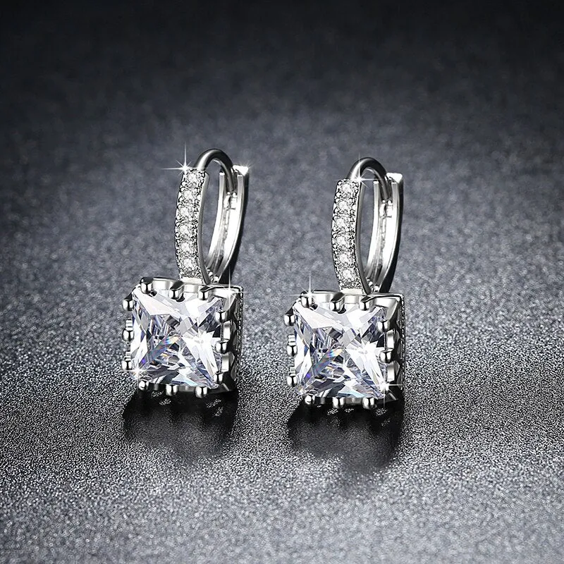 Fashion Earrings Exquisite Square CZ Pendant Earrings