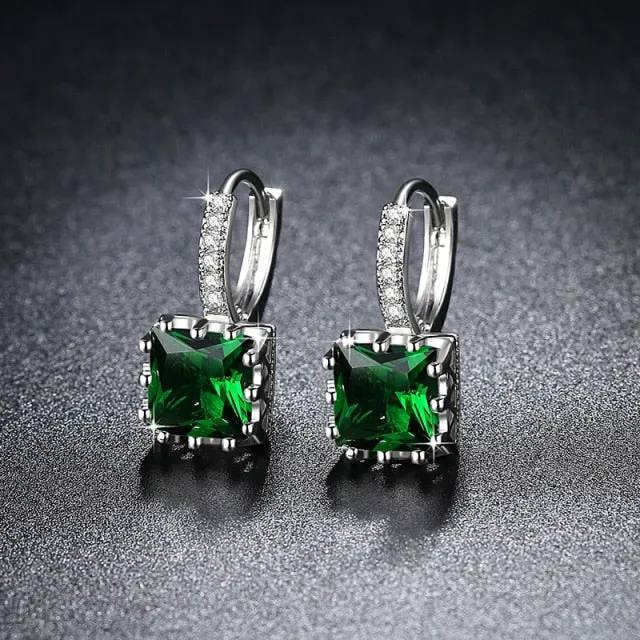 Fashion Earrings Exquisite Square CZ Pendant Earrings