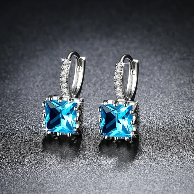 Fashion Earrings Exquisite Square CZ Pendant Earrings