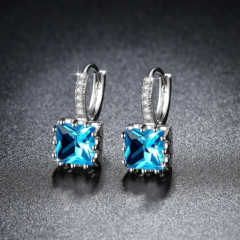 Fashion Earrings Exquisite Square CZ Pendant Earrings