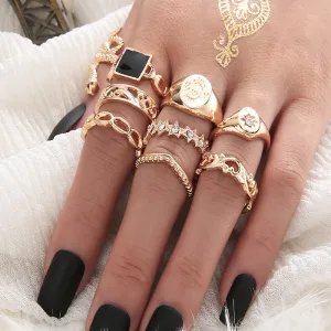 Female Fashionable Rings Woman Design Snack Gold Jewelry Set